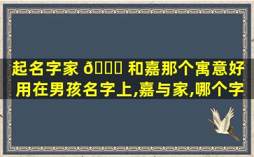 起名字家 🐋 和嘉那个寓意好（用在男孩名字上,嘉与家,哪个字好）